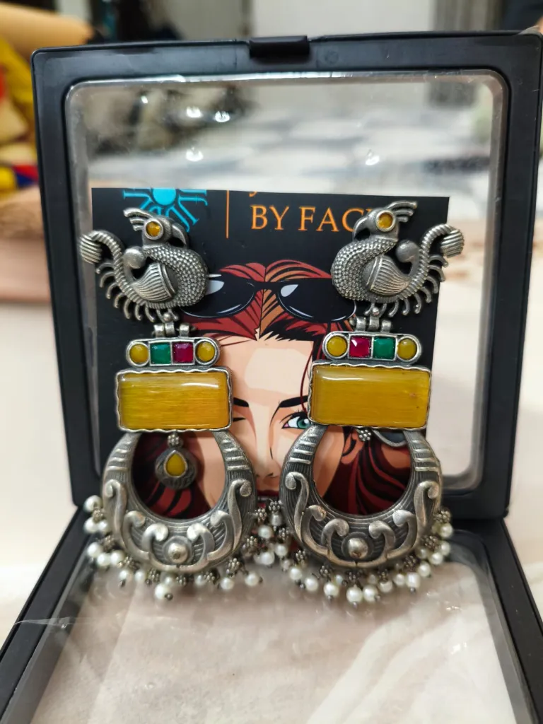 yellow green long big earrings .webp