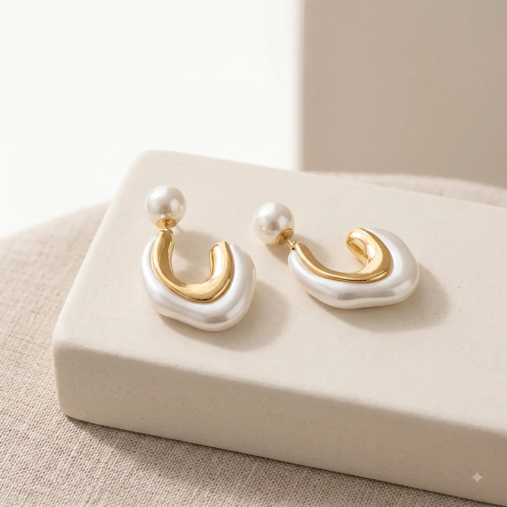 Irregular Shaped Pearl C-shaped Earrings