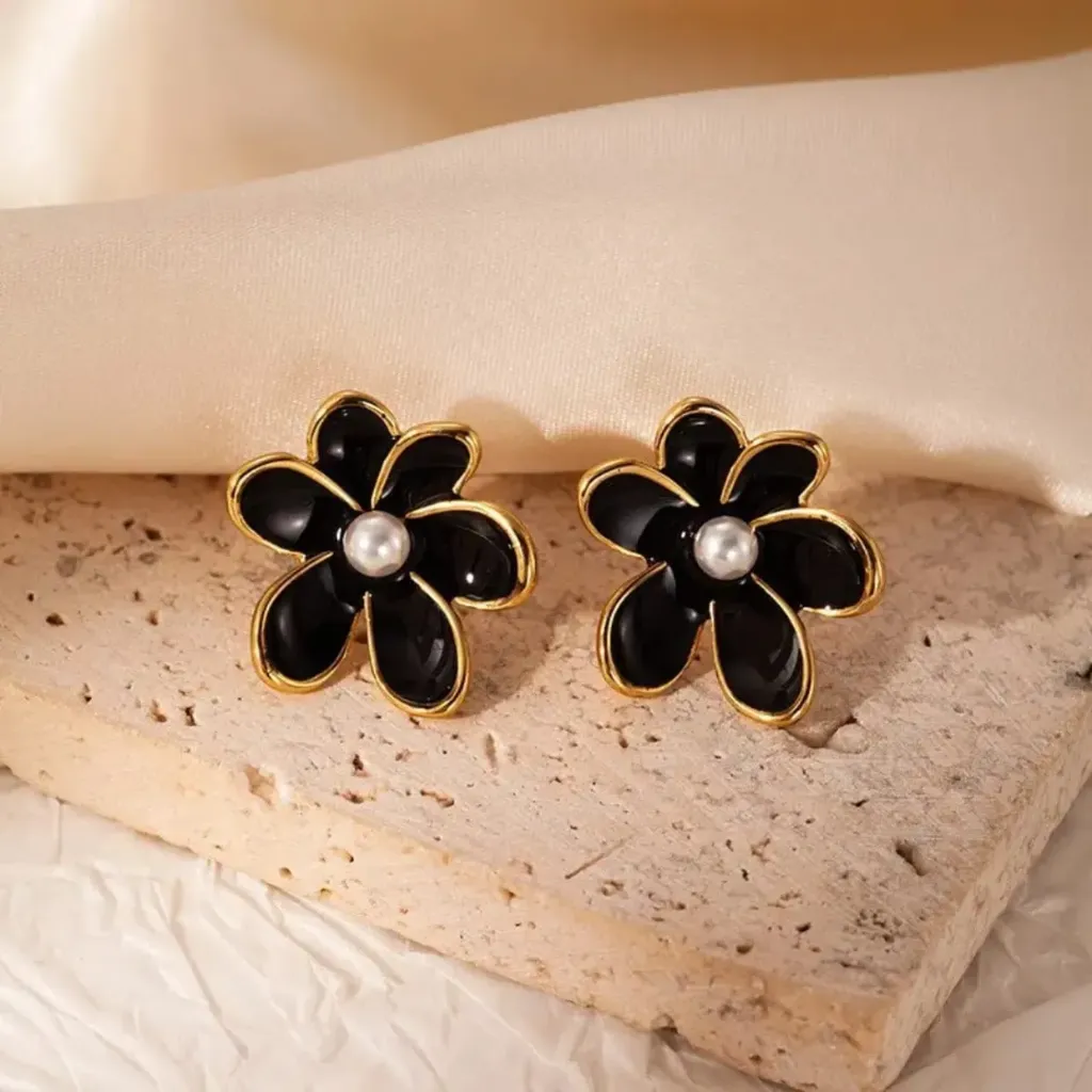 Flower Earrings Enamel Colored Oil Dripping Earrings for Women Stud