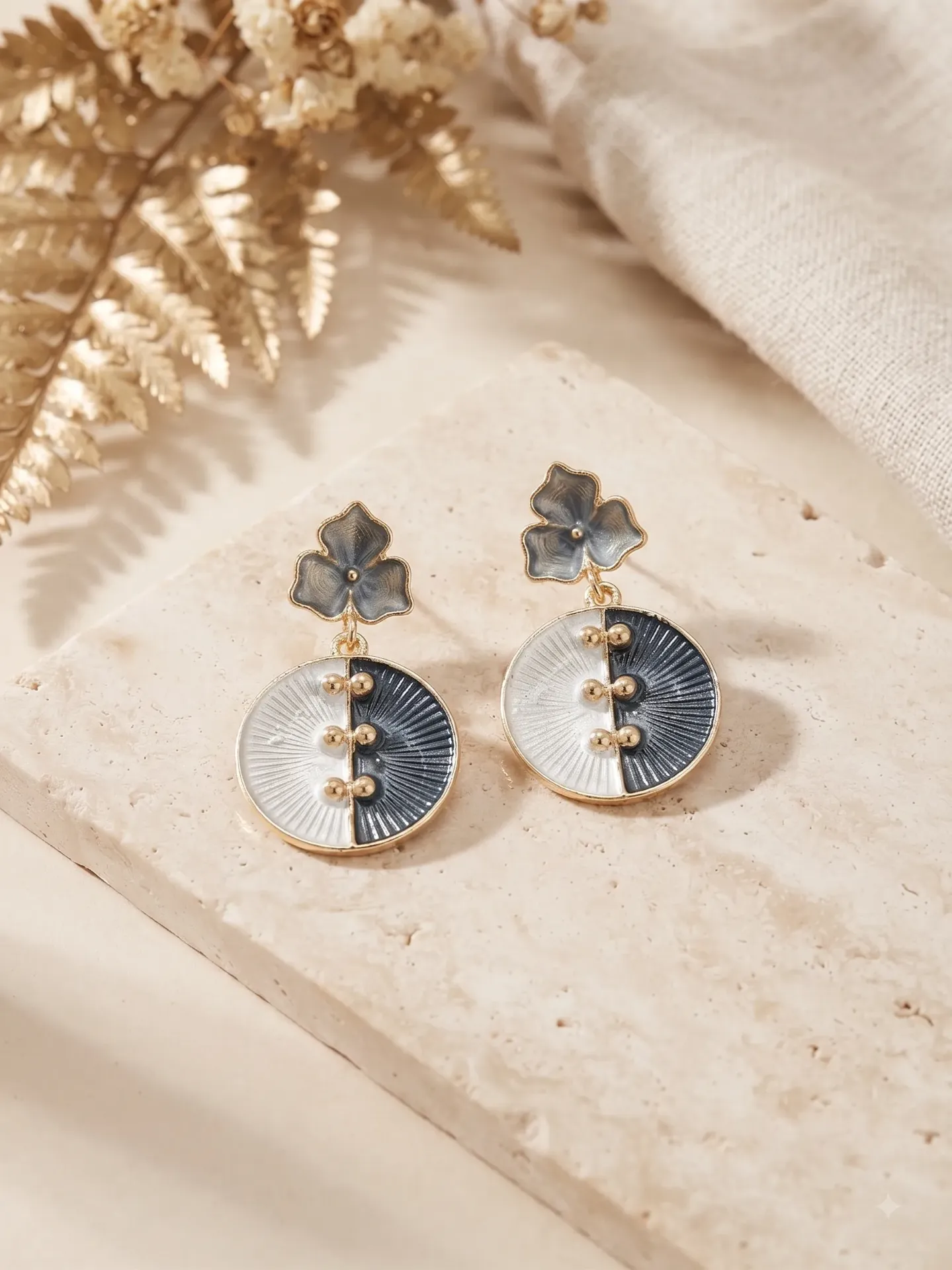 Two-Tone Enamel Drop Earrings