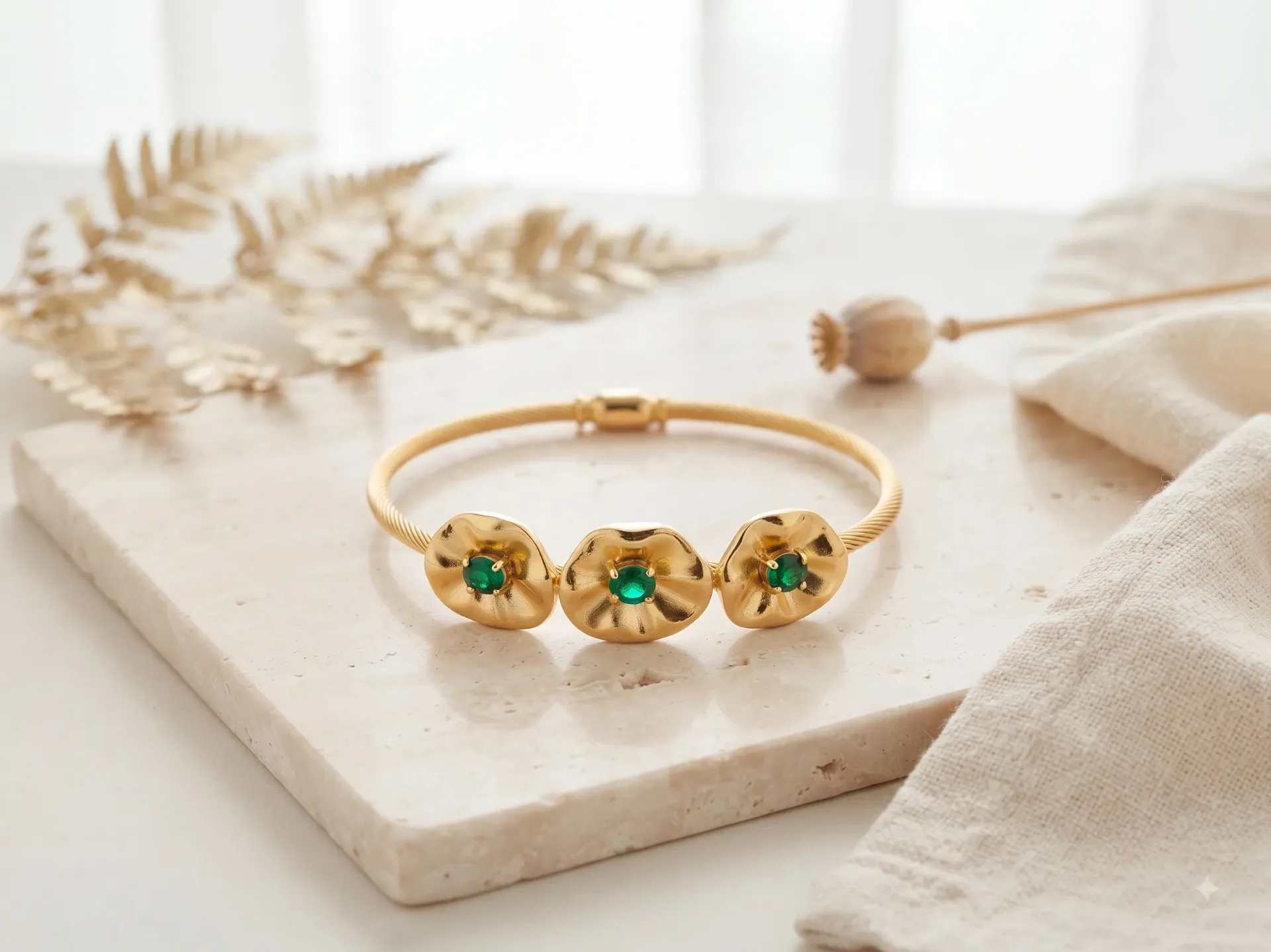 Emerald Blossom Gold Kada