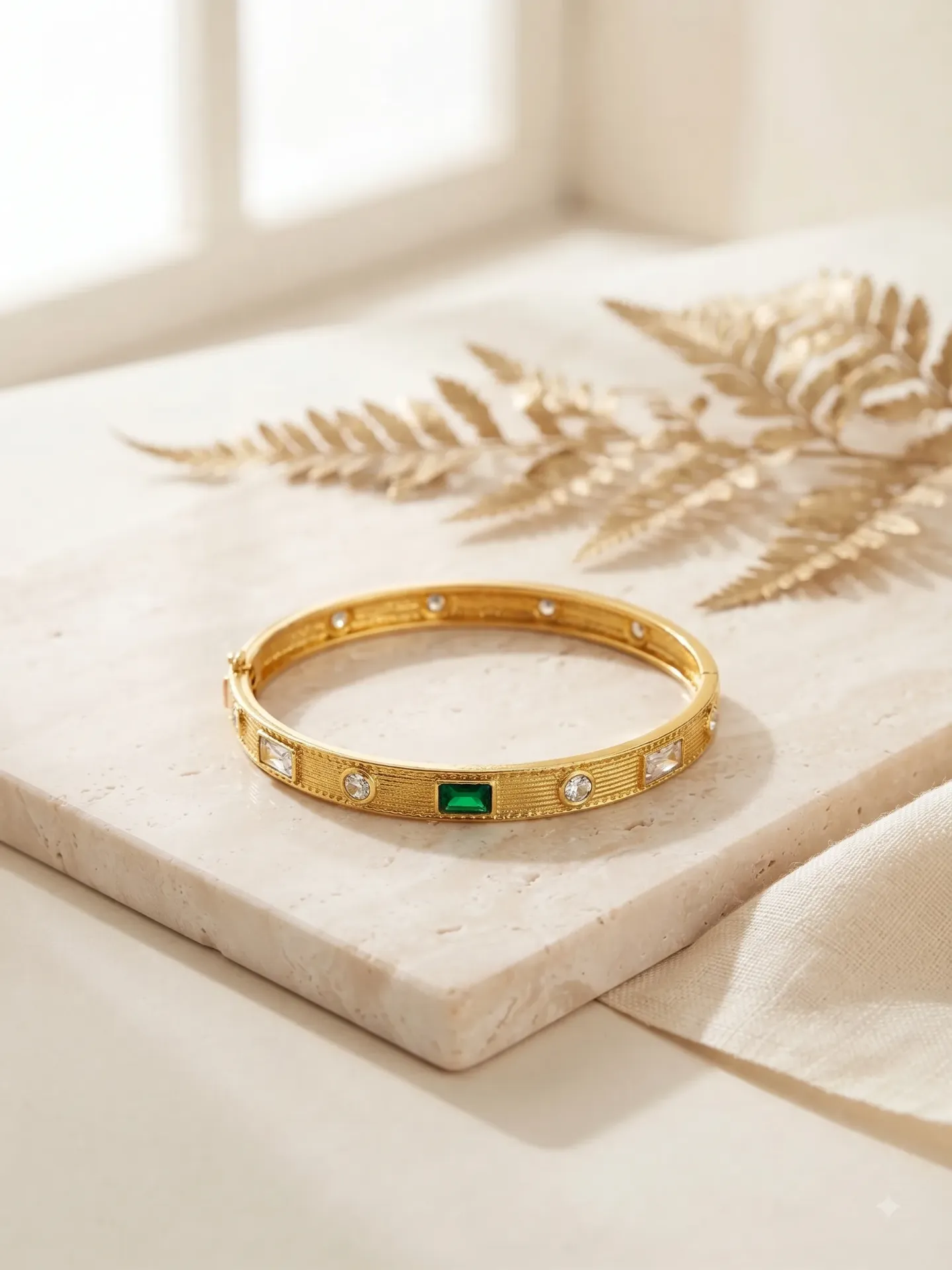 Emerald Crystal Gold Kada