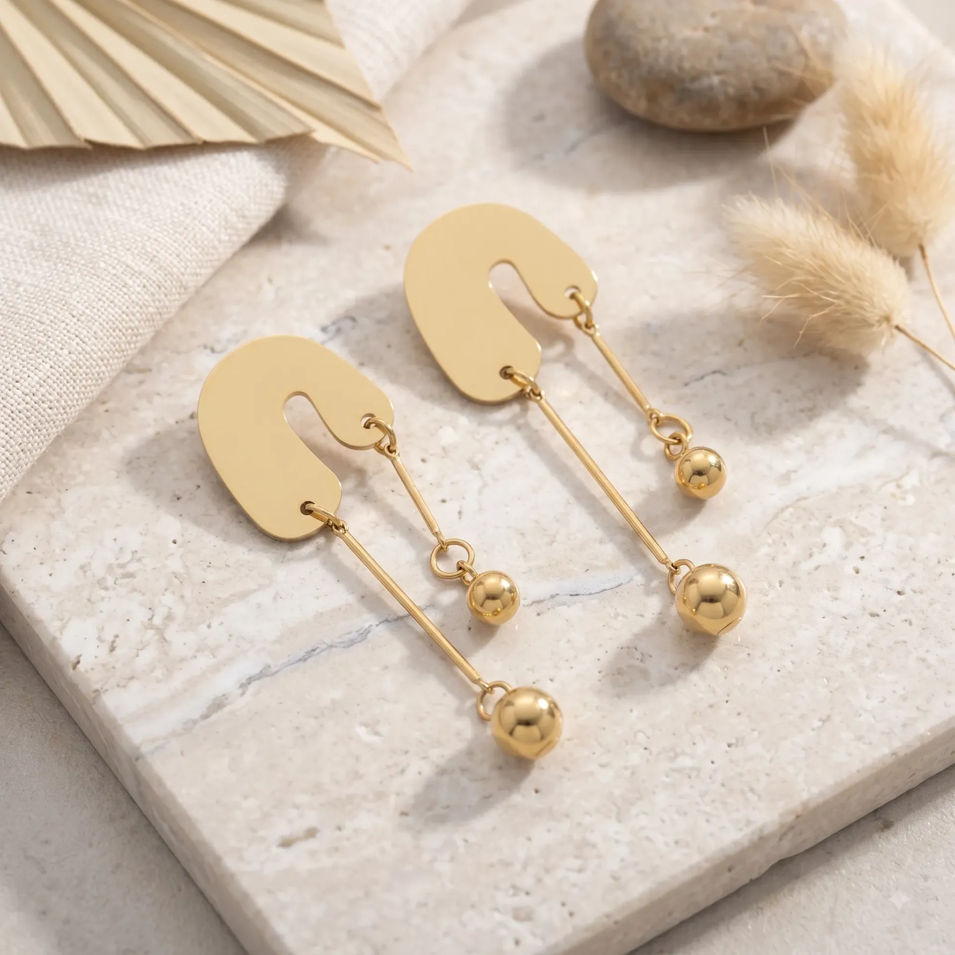 Stylish Stainless Steel Beads Dangler Earrings