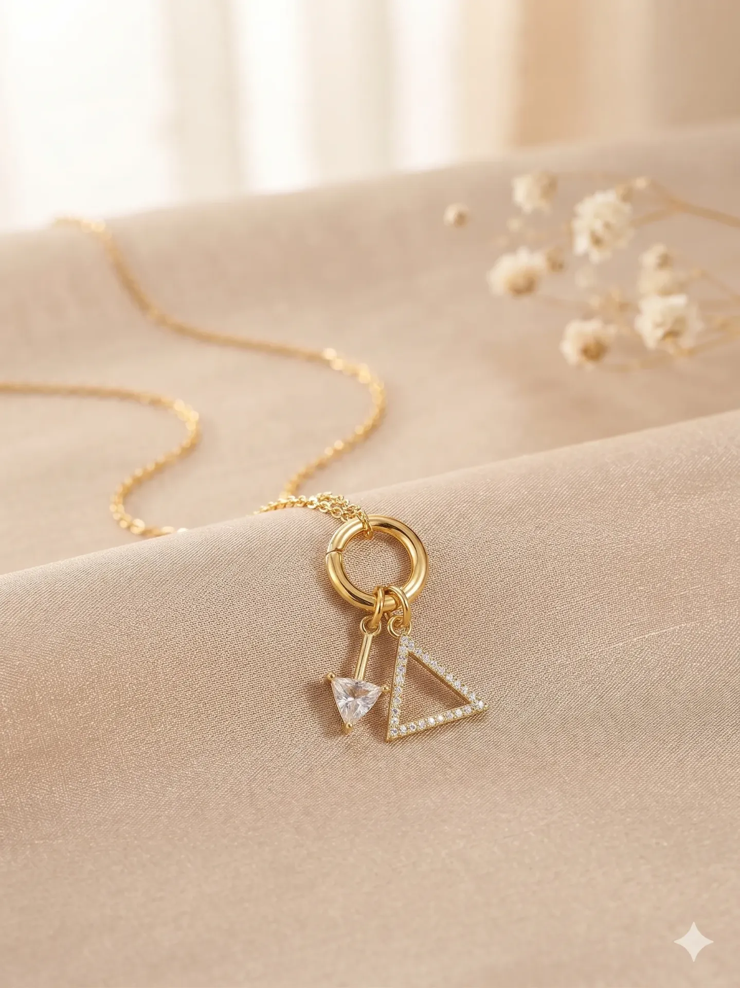Geometric Crystal Charm Pendant Necklace