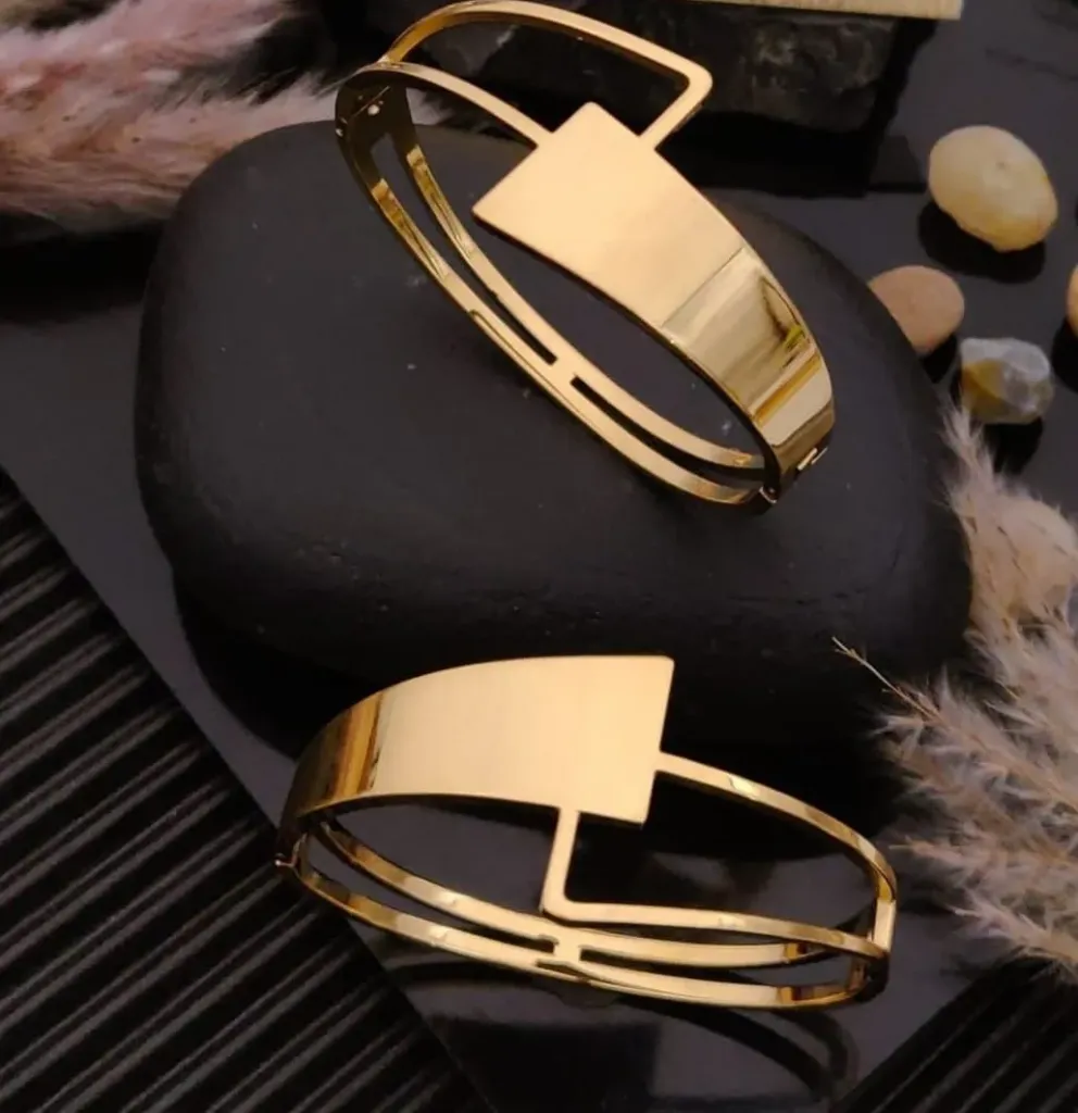 Stainless Steel Anti-Tarnish Gold Plated Kada Bracelet for Women & Girls