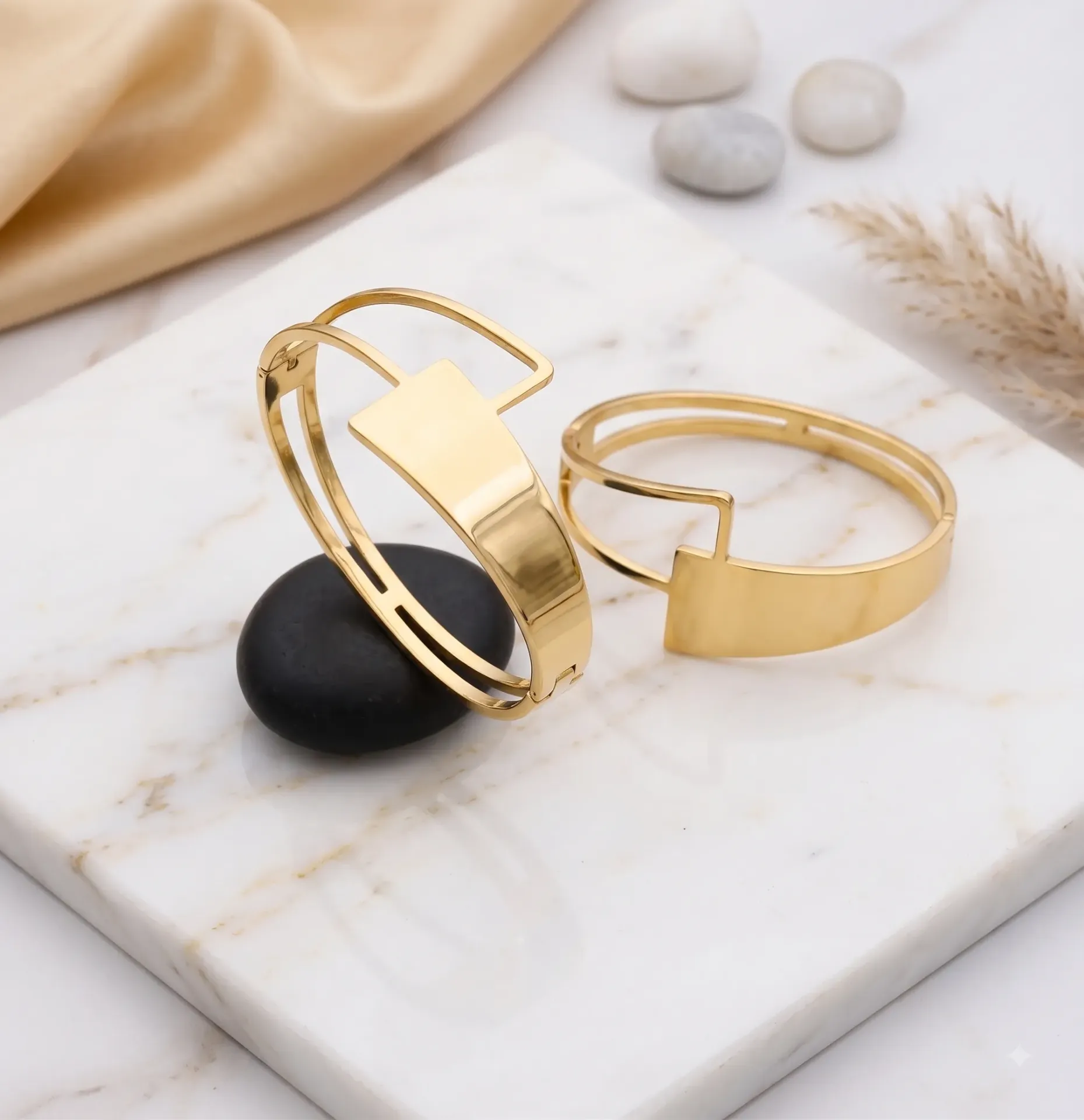 Stainless Steel Anti-Tarnish Gold Plated Kada Bracelet for Women & Girls