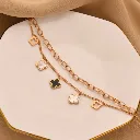 Korean-style Titanium Steel Bracelet For Women, Four-leaf Clover And Mother-of-pearl Double-layer Chain, High-end Niche Desi