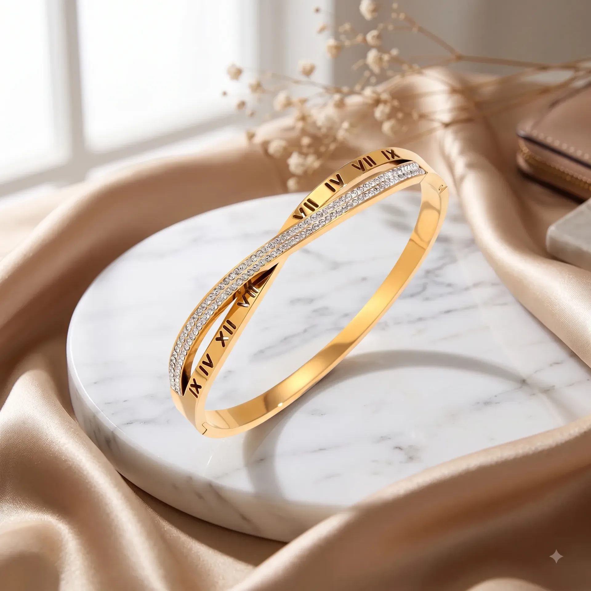 Luxury High-Grade Stainless Steel Twisted Cuff Bracelet for Women