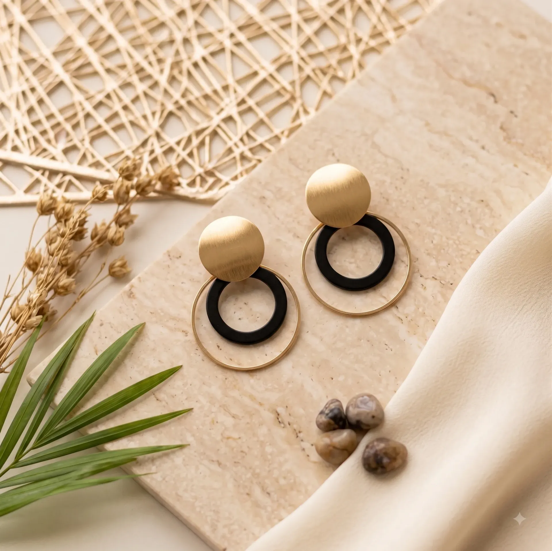 Modern Dual Ring Drop Earrings