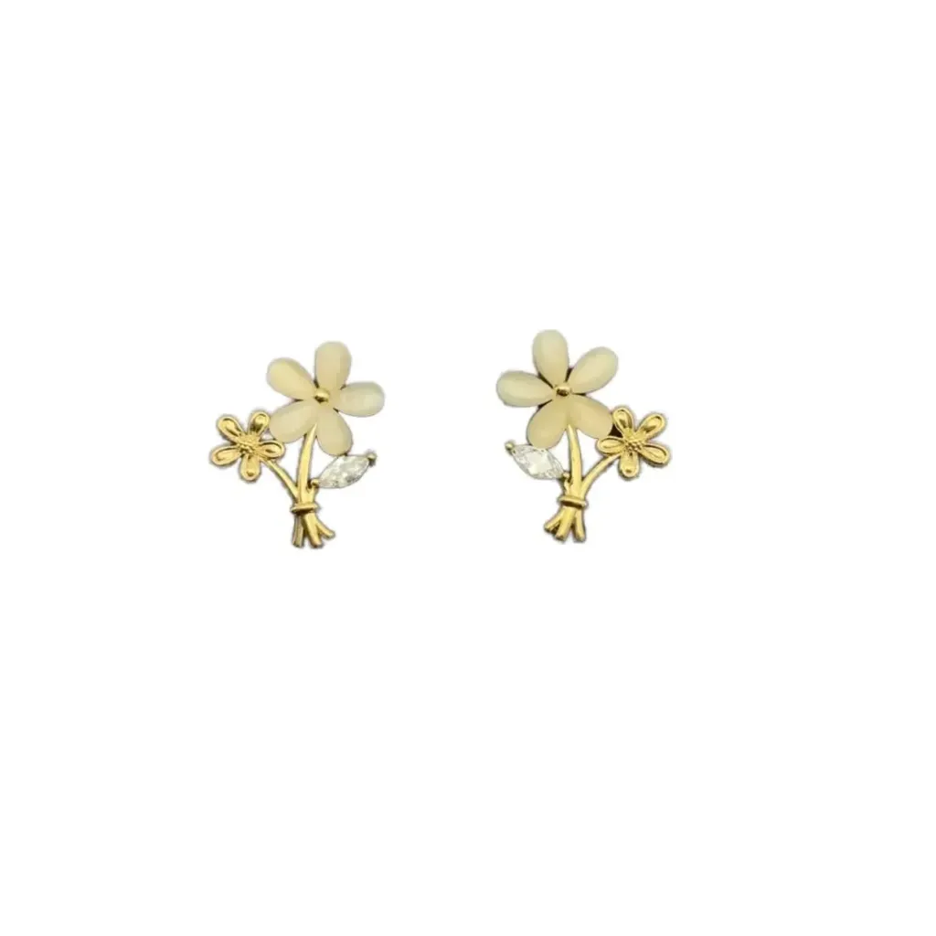 Daisy Bloom Stainless Steel Stud Earrings