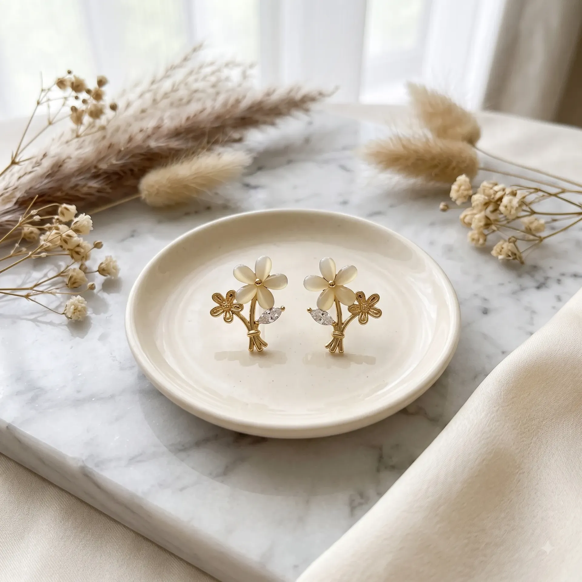 Daisy Bloom Stainless Steel Stud Earrings