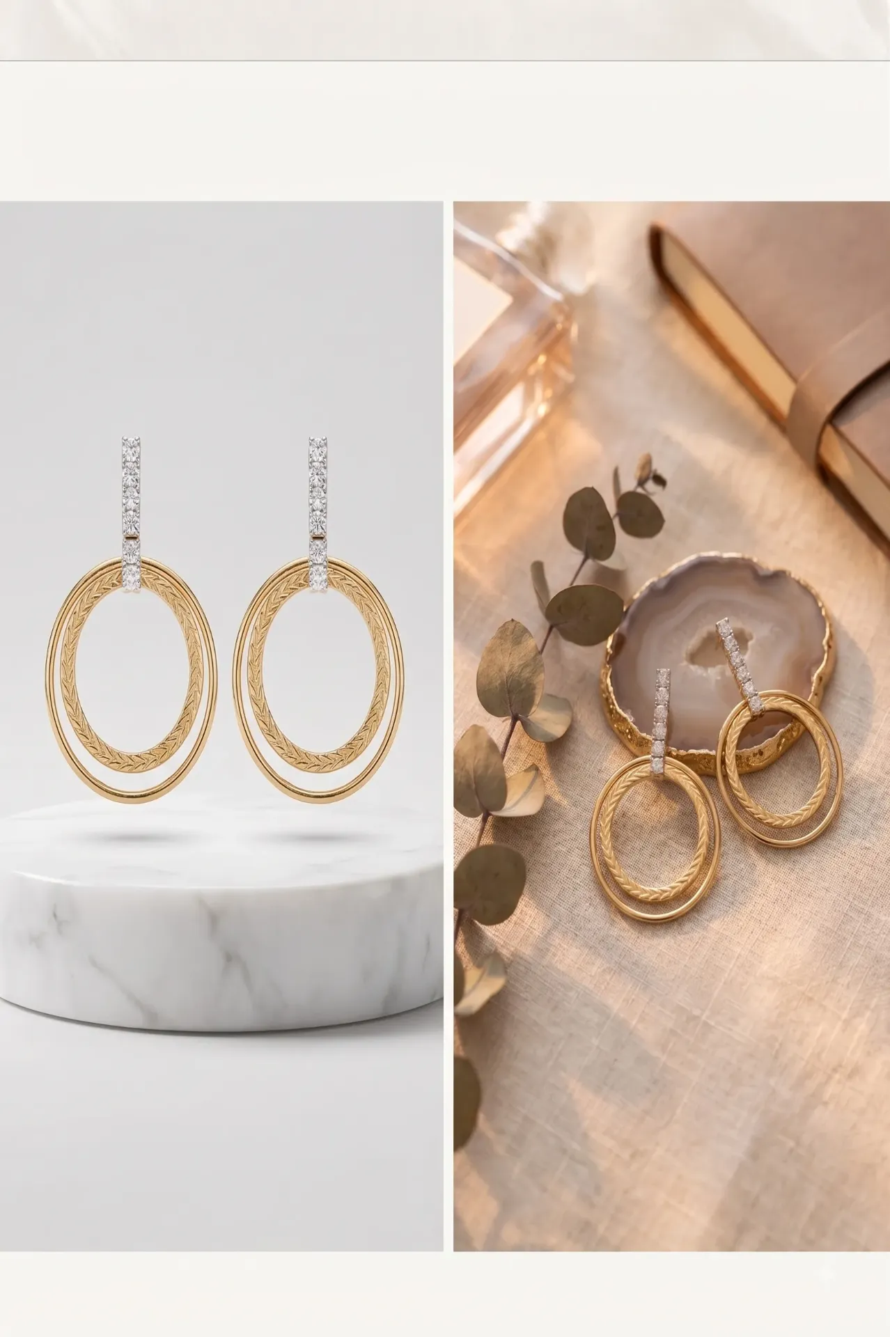 Royal Gold Circle Drop Statement Earrings