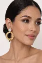 Textured Gold Hoops with Crystal Accents
