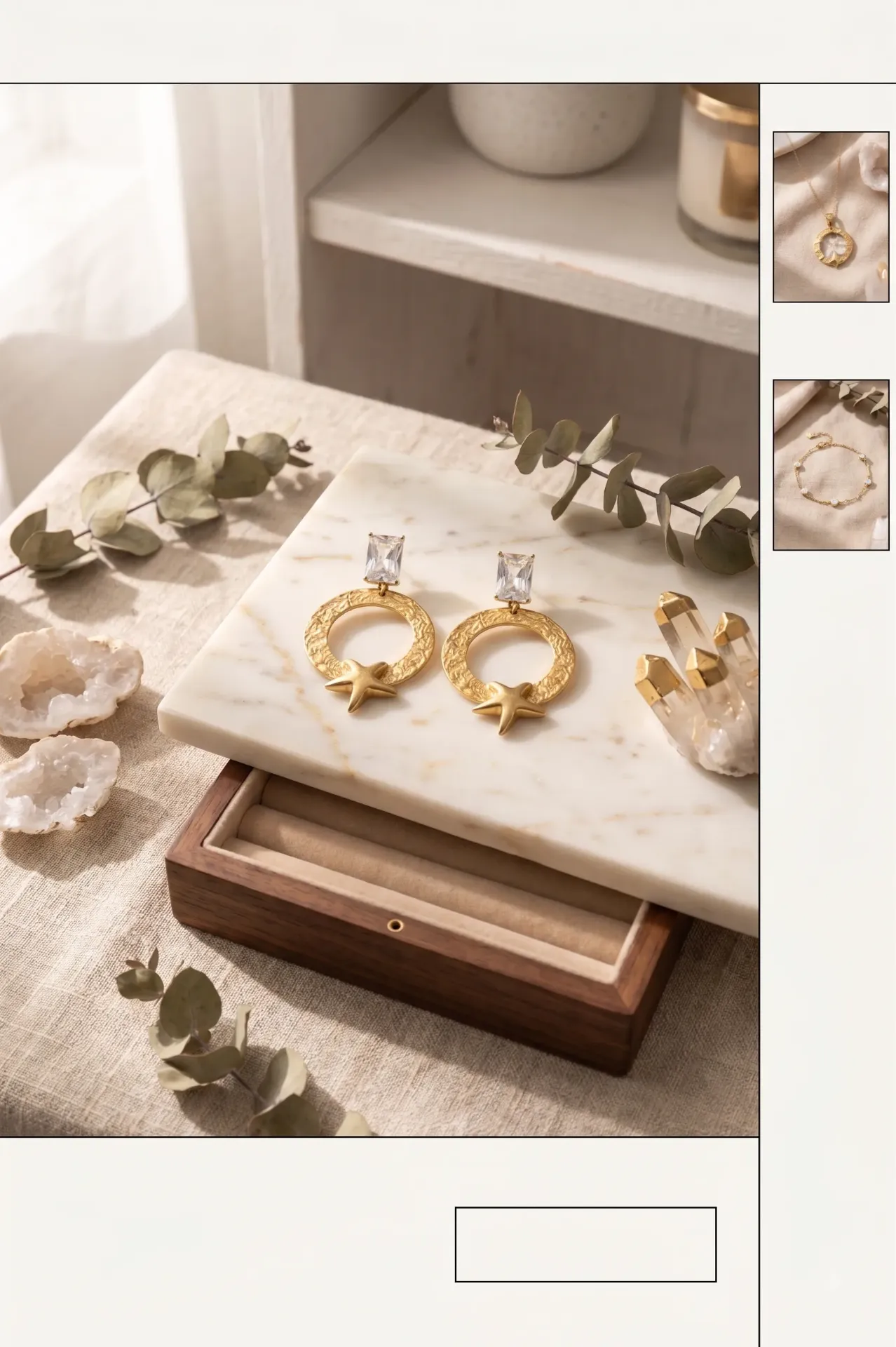 Textured Gold Hoops with Crystal Accents