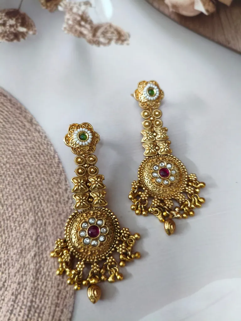 Regal Temple-Inspired Gold Statement Earrings