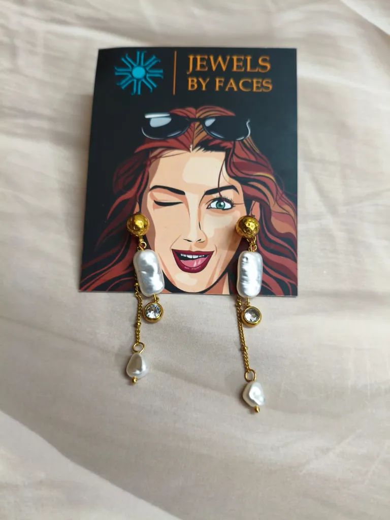 Baroque Pearl & Gold-Toned Asymmetric Drop Earrings