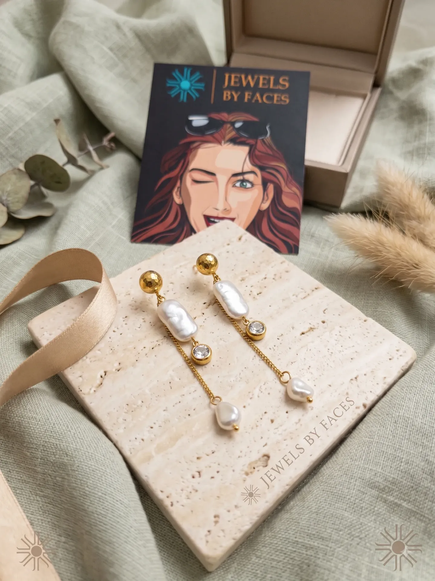 Baroque Pearl & Gold-Toned Asymmetric Drop Earrings