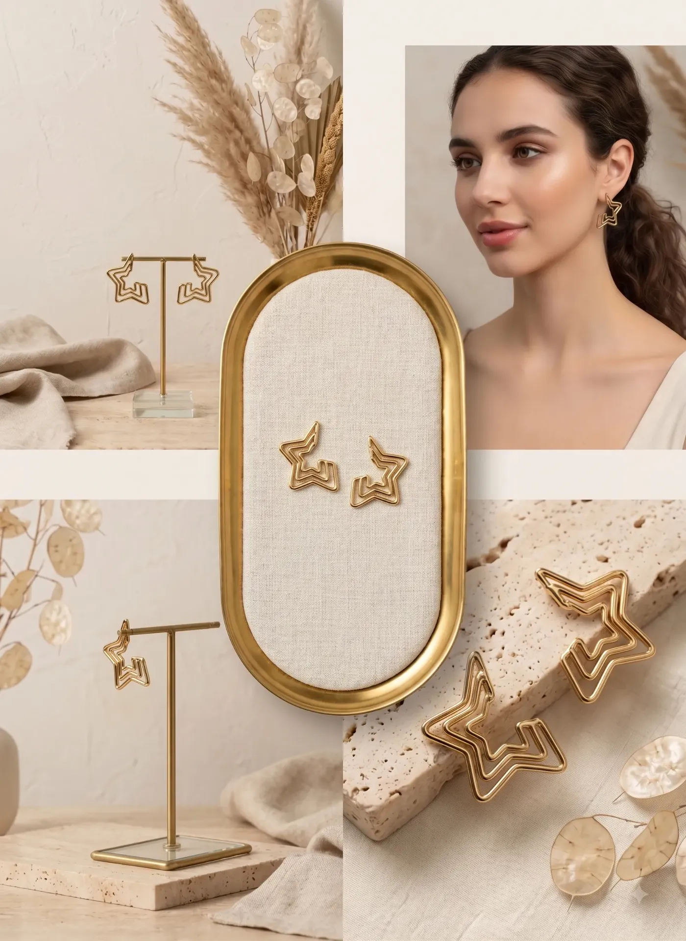 Triple Star Gold Studs