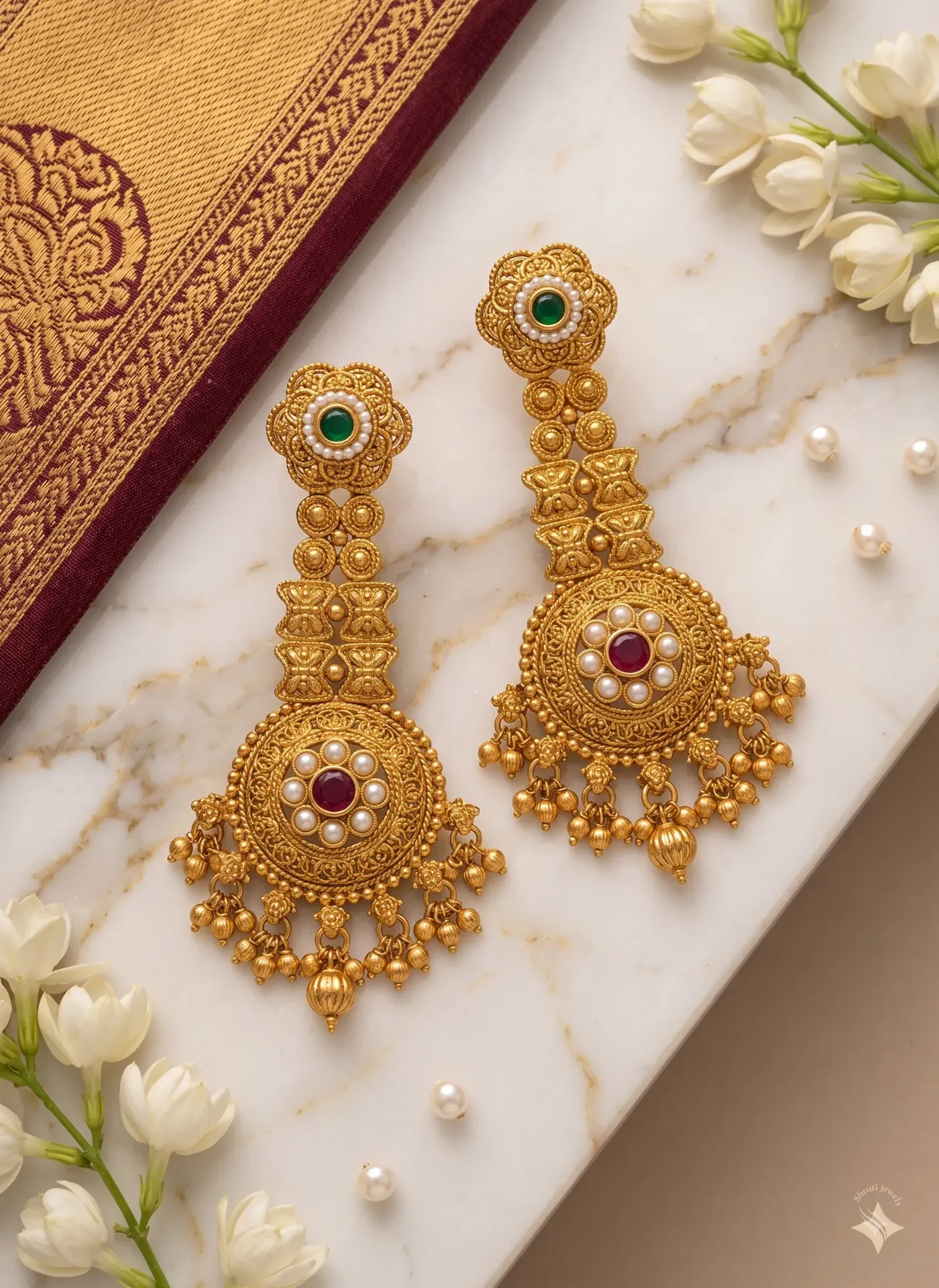 Royal Antique Temple Drop Earrings
