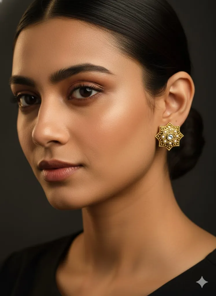 Golden Pearl Starburst Studs