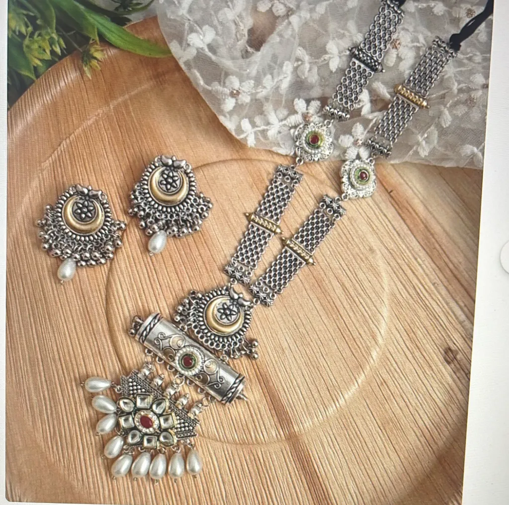 Regal Heritage Oxidised Necklace Set